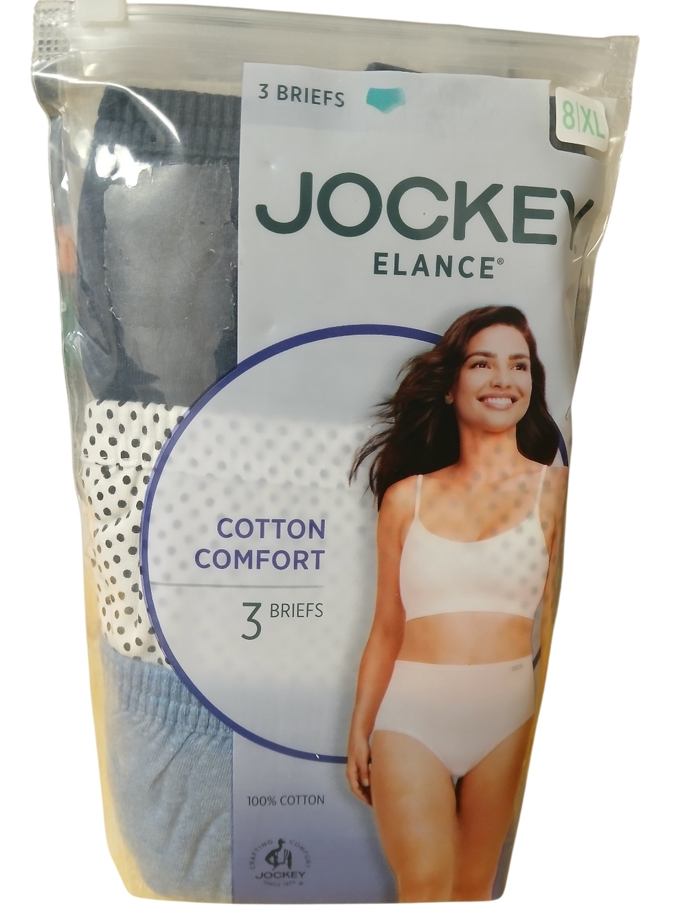 NWT Jockey Cotton Comfort Briefs - Navy, White (Polka Dot), Light Blue - 3 Pack